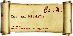 Csarnai Milán névjegykártya