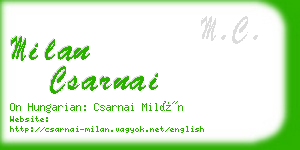 milan csarnai business card